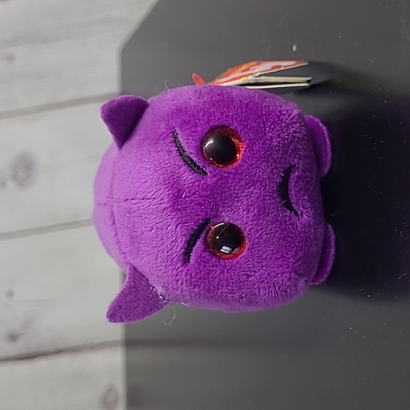 2017 Teeny Tys Beanie Baby Mini Devil Halloween Purple Plush Stuffed Animal Toy - Picture 10 of 14